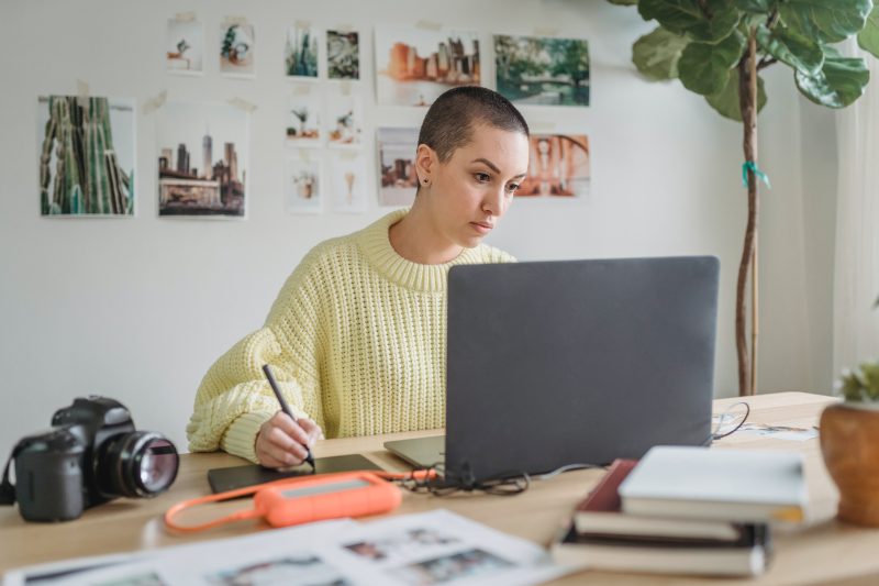 woman designer working at desk
